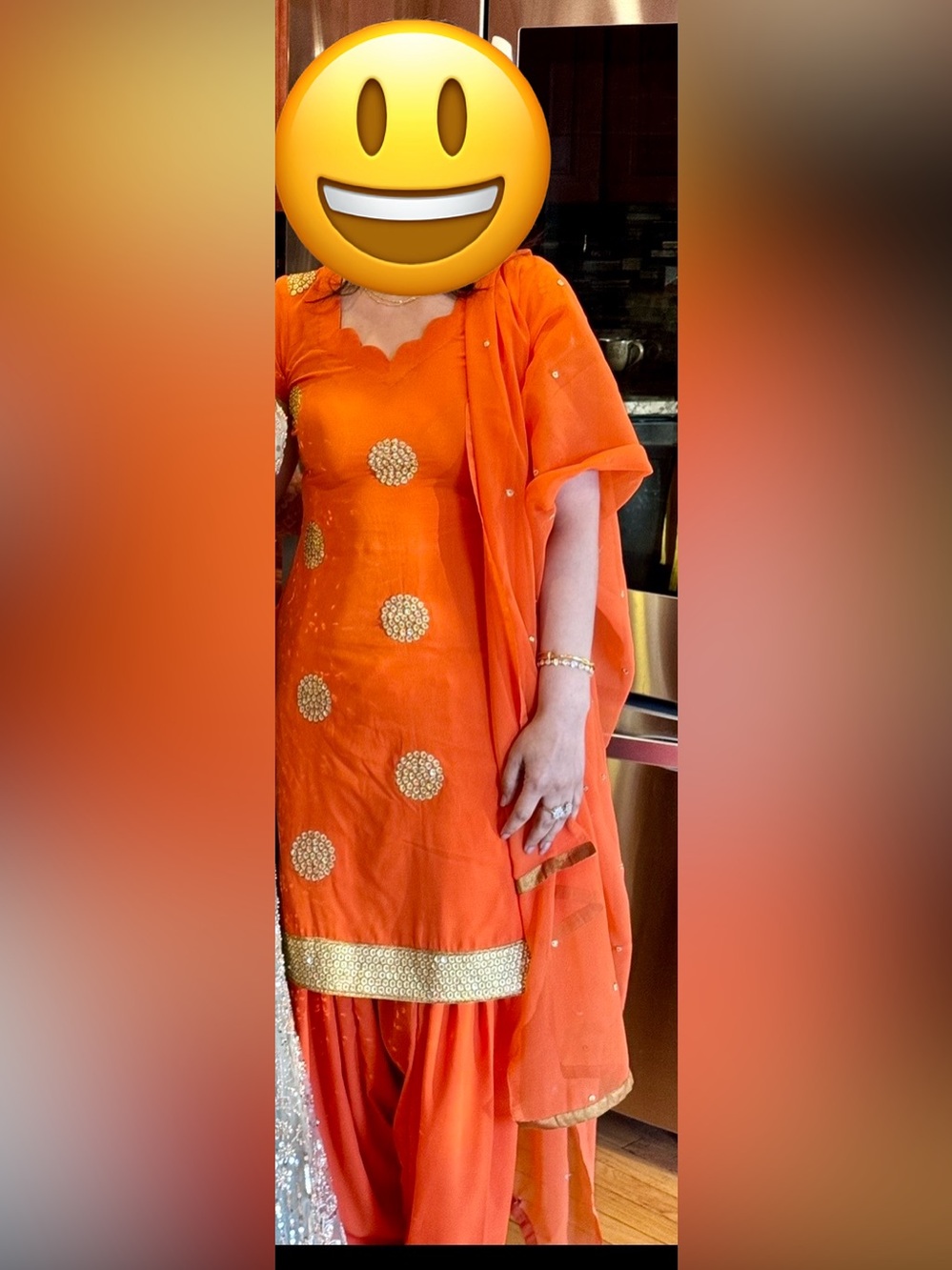 Orange Traditional Embroidered Salwar Kameez Set